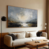 Minimalist Dark Water Reflections Wall Art, Large Impasto Landscape ArtExplore