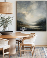 Minimalist Dawn Lake View Painting | Large Textured Canvas Wall Art