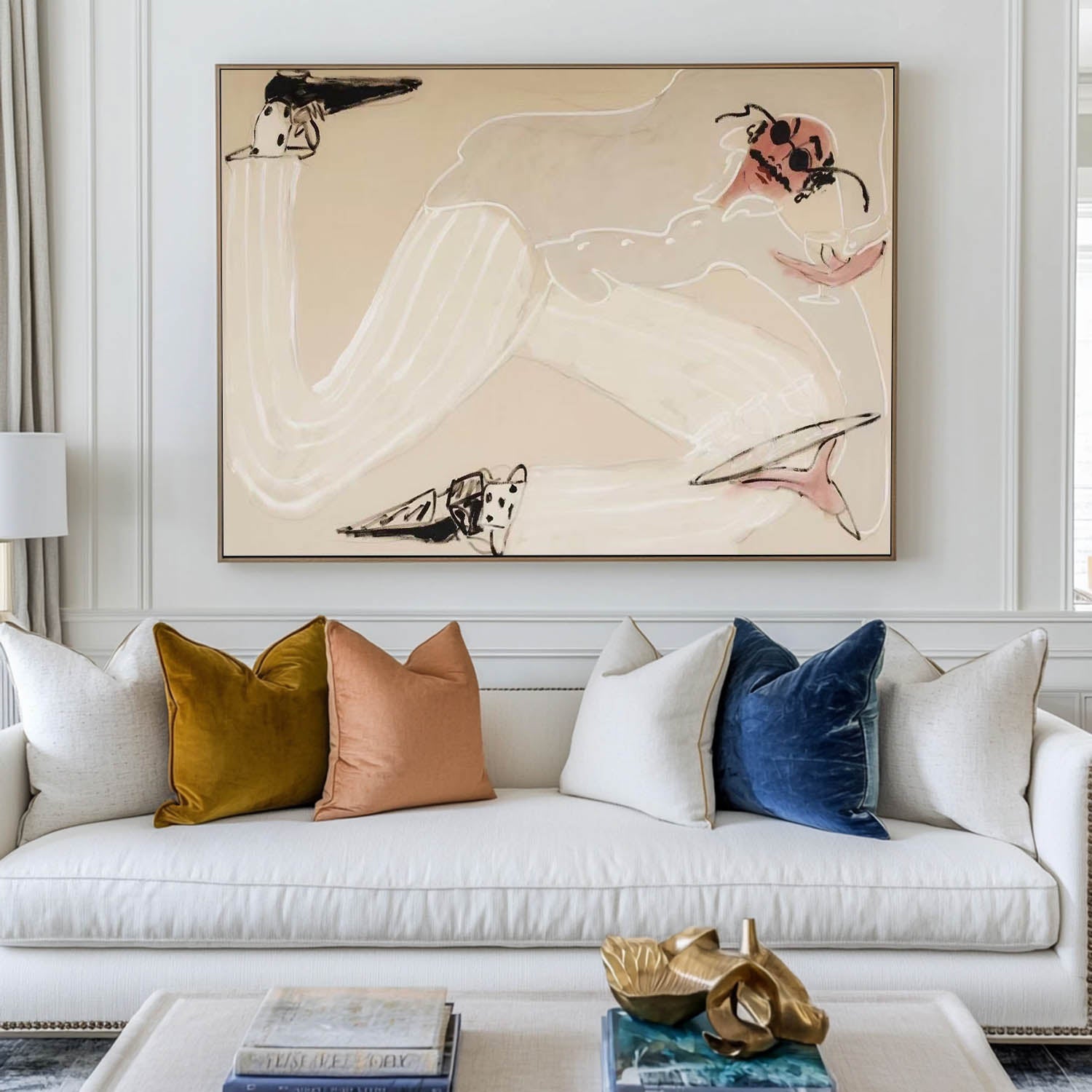 Minimalist Figure Line Art on Canvas – Large Horizontal Wall Decor | ArtExplore