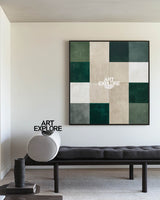 Minimalist Green Beige Block Art – Large Modern Wall Decor | ArtExplore