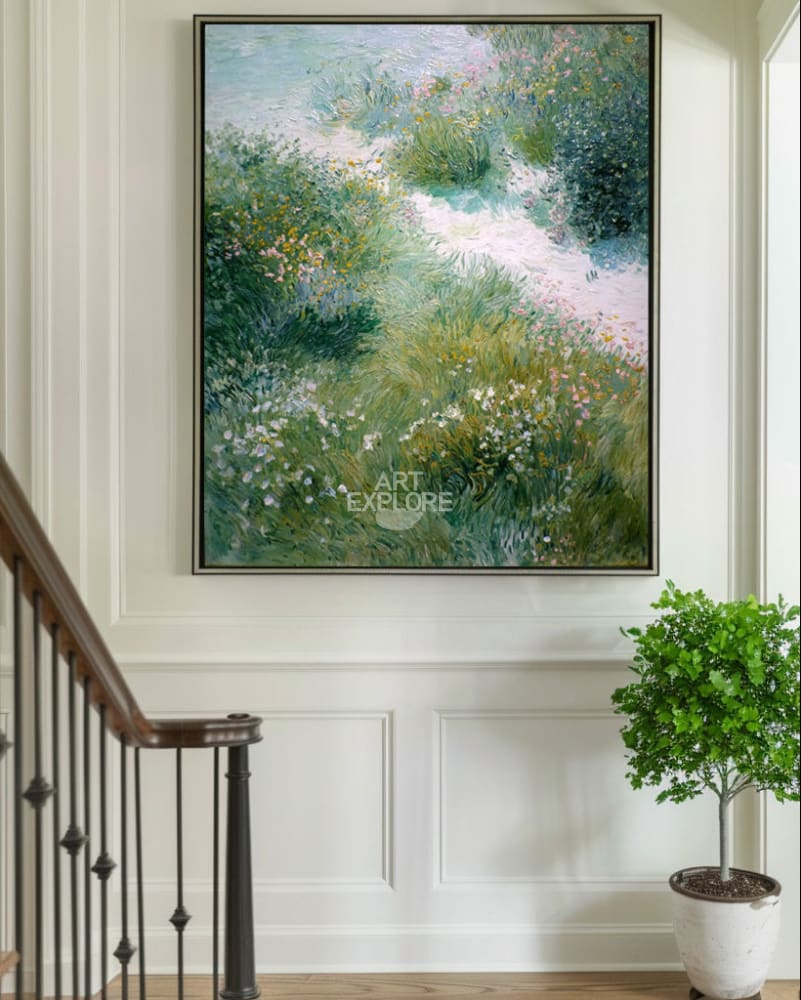 Large Garden Landscape Oil Painting for Living Room | Handmade Wall Art ...