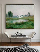 Minimalist Green Misty Landscape Canvas Art for Living Room – ArtExplore