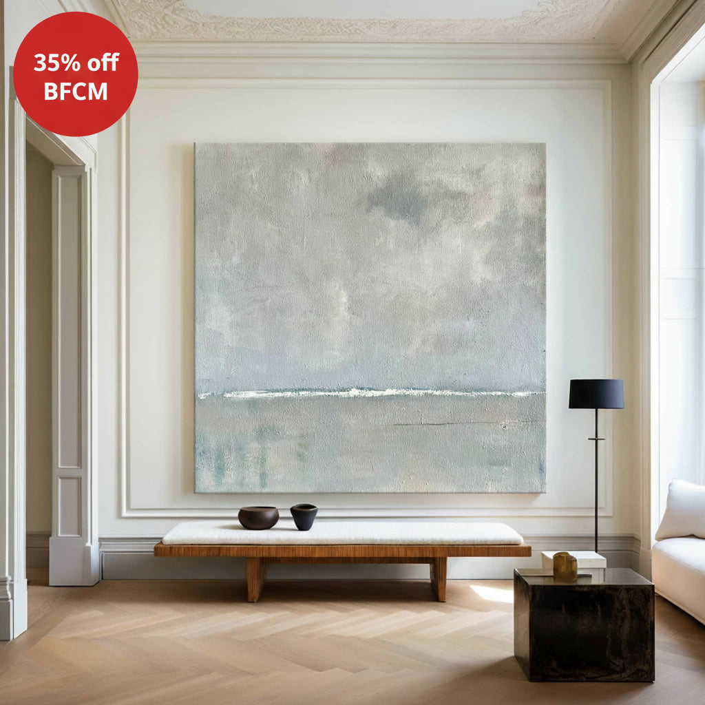 Minimalist Green Texture Painting for Lounge, Office & Hallway | Square Canvas | ArtExplore