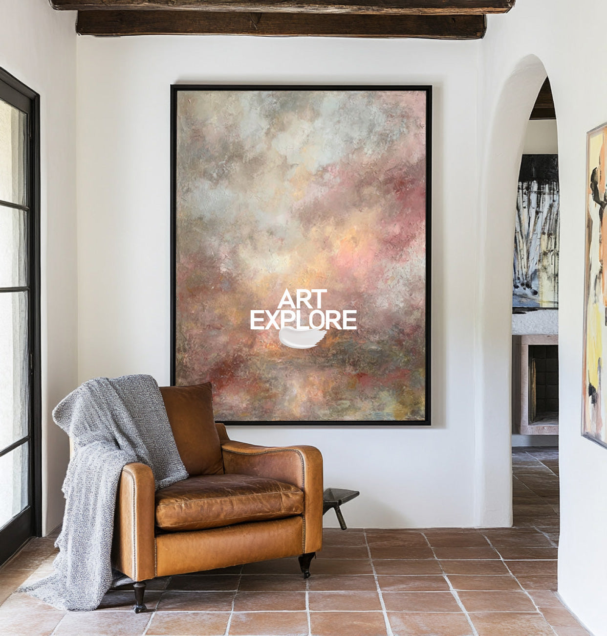 Minimalist Large Texture Oil Art, Handmade Modern Cosmic Wall Canvas ArtExplore