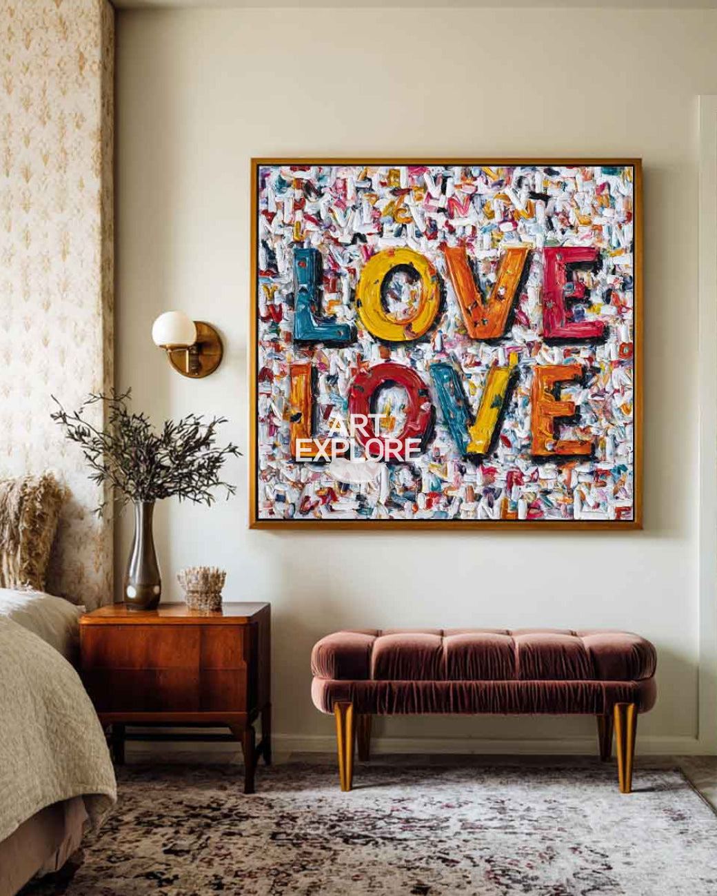 Minimalist Love & Happiness Art - Bold Handmade Square Canvas | ArtExplore