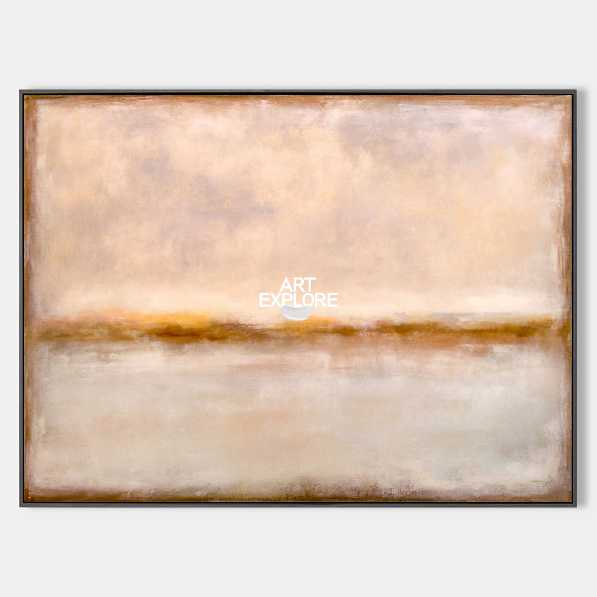 Minimalist Neutral Brown Seascape Art For Modern Living Room Decor