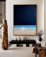 Minimalist Night Horizon Wall Art, Textured Black Blue Canvas – ArtExplore
