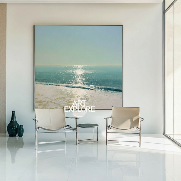 Minimalist Ocean View Canvas Wall Art, Sea Texture Painting – ArtExplore