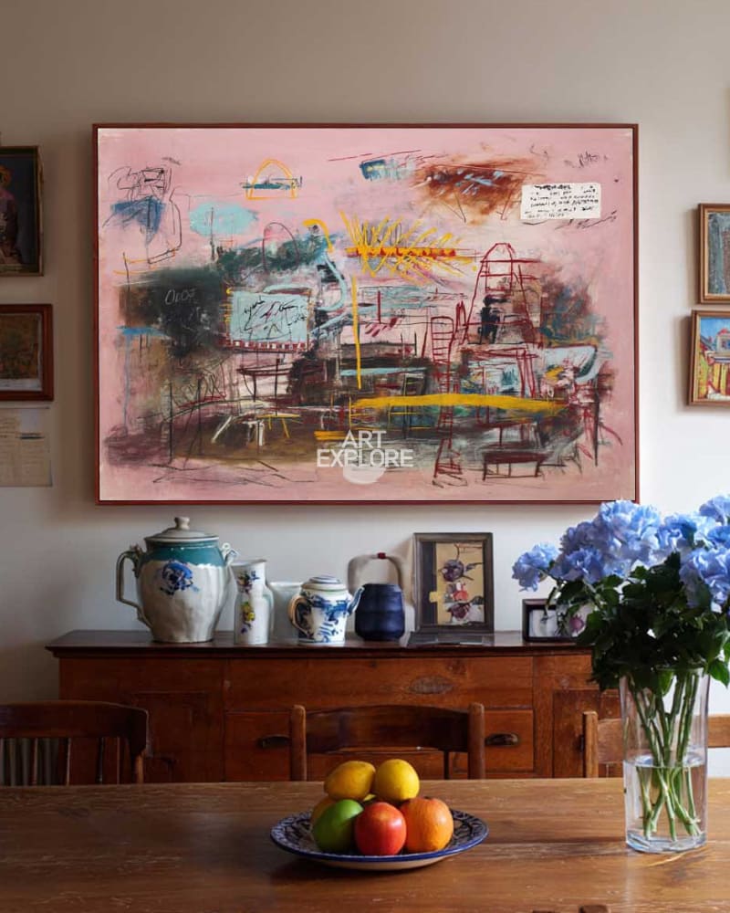 Minimalist Pink Graffiti Painting | Large Modern Abstract Canvas ArtExplore