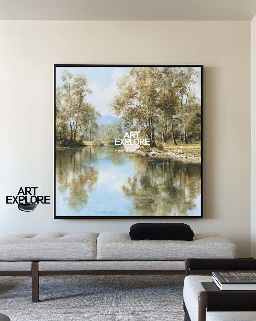 Minimalist River Scene Canvas Art for Living Room Wall – ArtExplore Exclusive