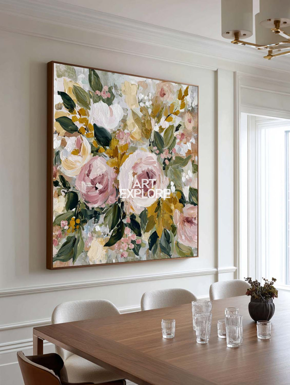 Minimalist Spring Bloom Square Canvas Art Rich Textured Neutral Painting - ArtExplore