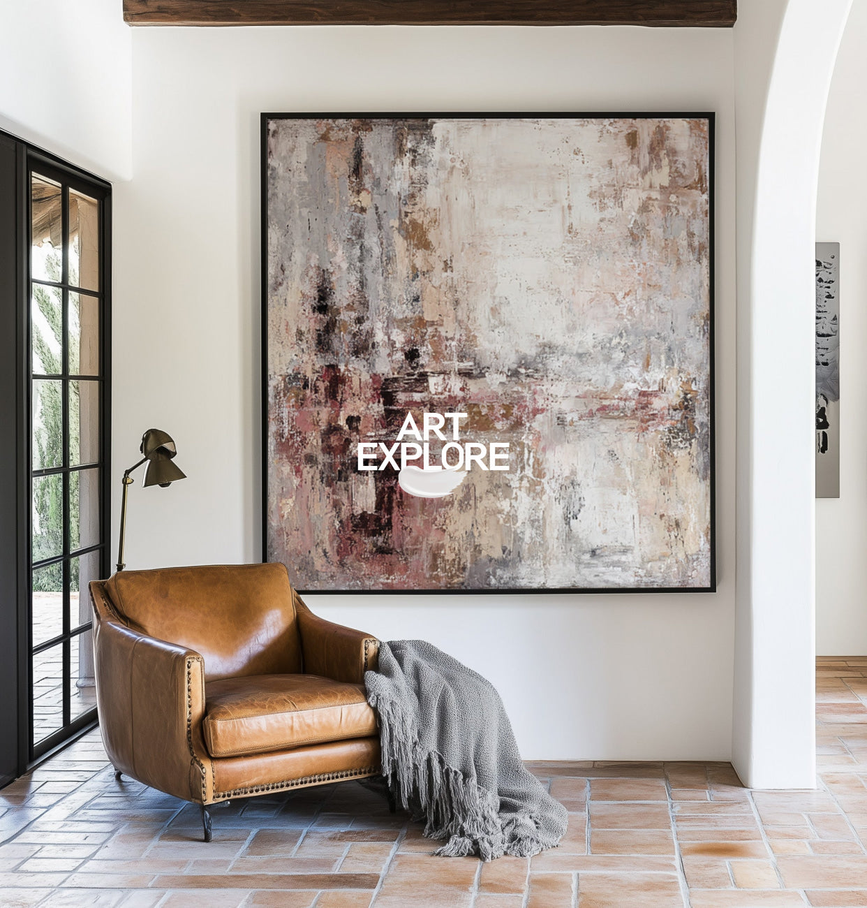 Minimalist Square Wabi-sabi Painting, Large Gradient Texture Wall Art ArtExplore
