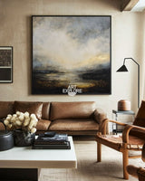 Minimalist Sunset Lake View Wall Art | Thick Texture Canvas | ArtExplore