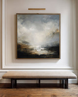 Minimalist Textured Black Cloud Wall Art | Large Landscape Canvas Painting