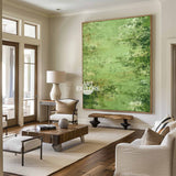 Minimalist Textured Green Wall Art, Large Scale Mossy Abstract Painting | ArtExplore