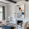 Minimalist Vertical Blue Abstract Art – Handmade Canvas with Sky Blue and Earthy Textures