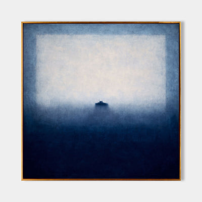 Minimalist Wabi-Sabi Blue Abstract Painting – Large Vertical Canvas for Interiors | ArtExplore