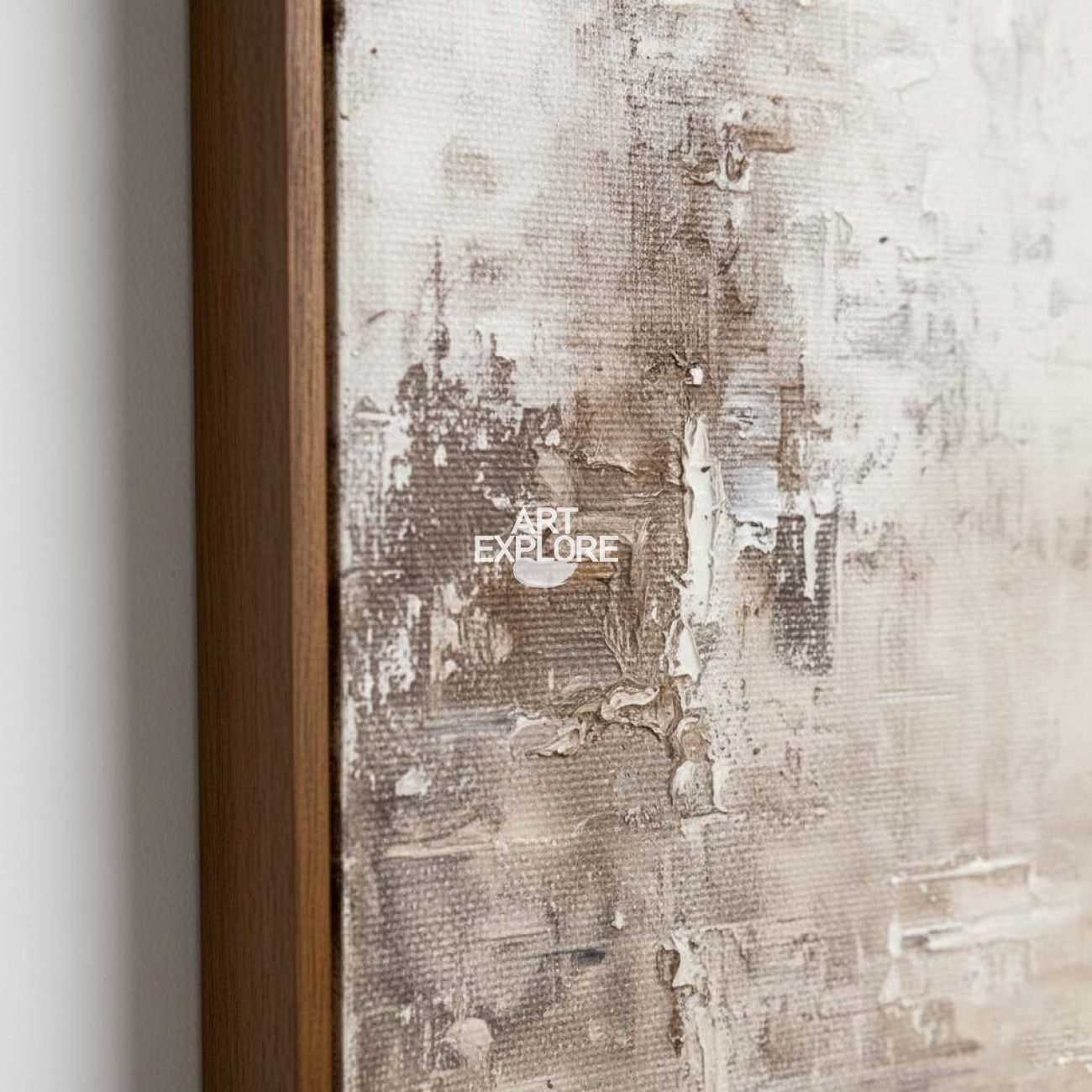 Minimalist Wabi-sabi Beige Texture Art, Large Handmade Canvas Painting ArtExplore