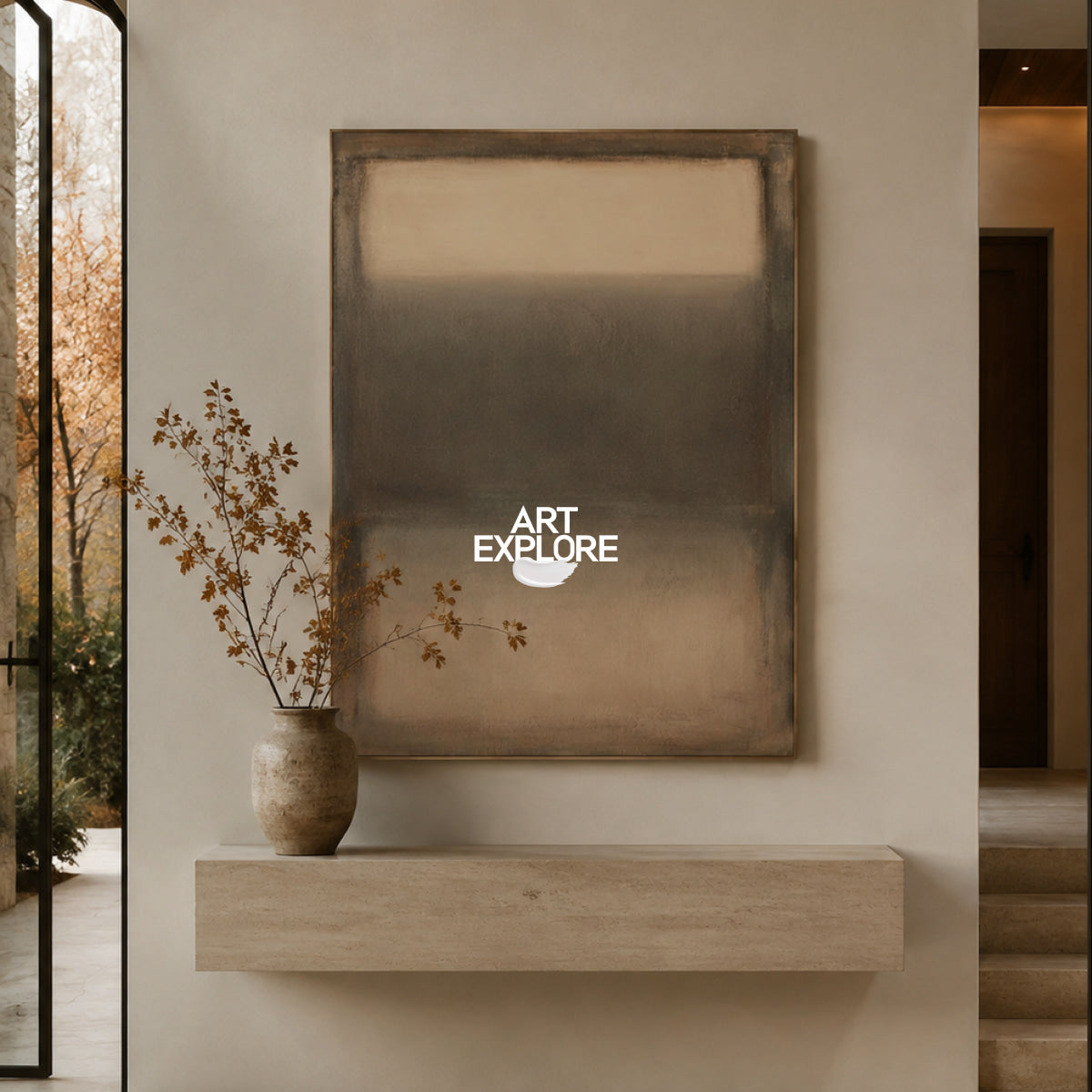 Abstract Brown And Black Minimalist Canvas Painting Original Hand-Painted Wall Art