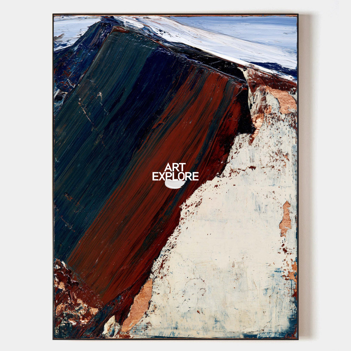 Abstract Blue And Crimson Landscape Canvas Painting Hand-Painted Wall Art