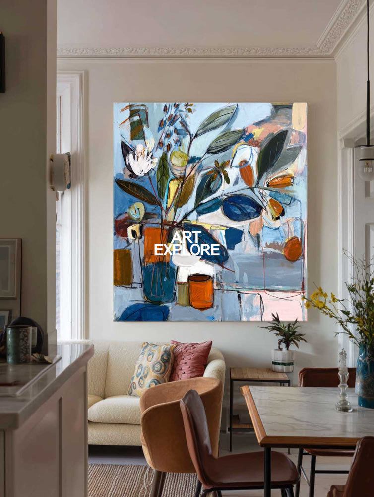 Modern Abstract Botanical Still Life Custom Large Statement Art