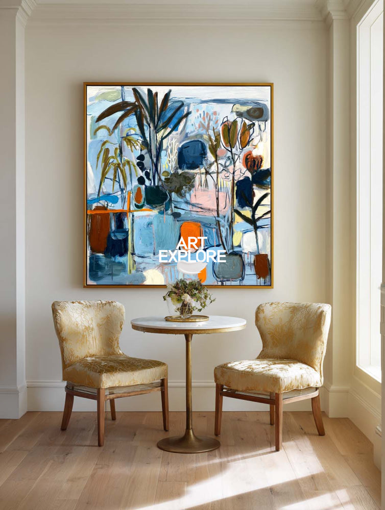 Modern Abstract Palm Leaf Painting Custom Large Botanical Wall Art