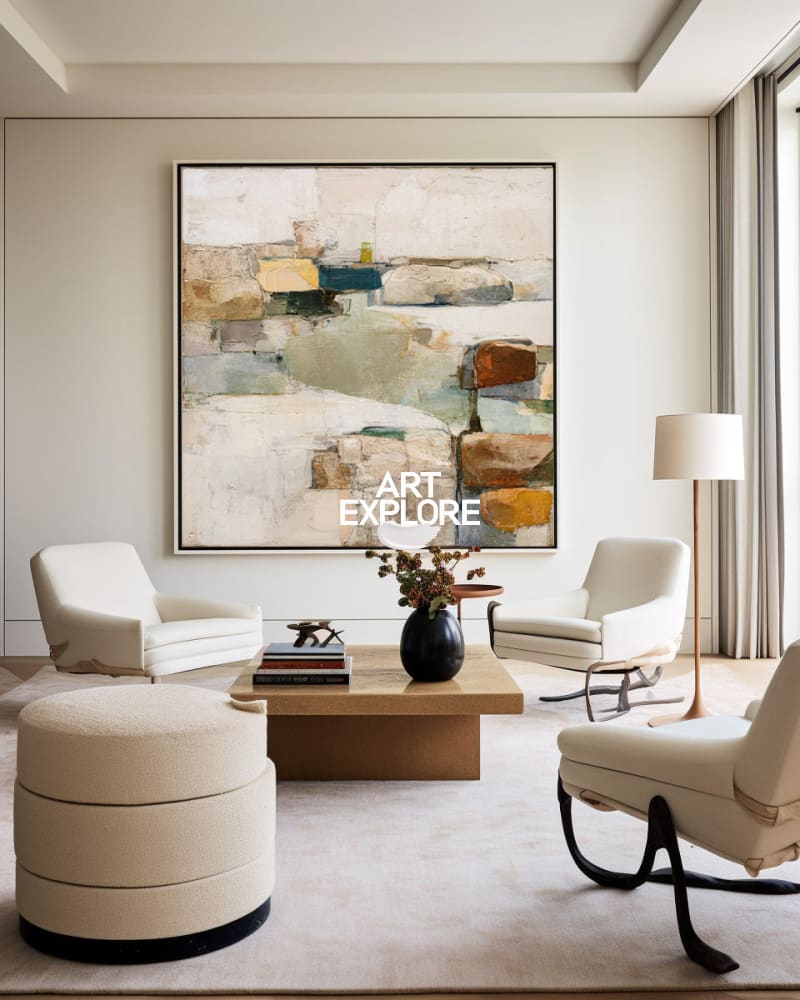 Modern Beige Textured Abstract Wall Art, Minimalist Handmade Canvas – ArtExplore