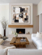 Modern Beige Textured Wabi-Sabi Art | Handmade Square Canvas for Living Rooms ArtExplore