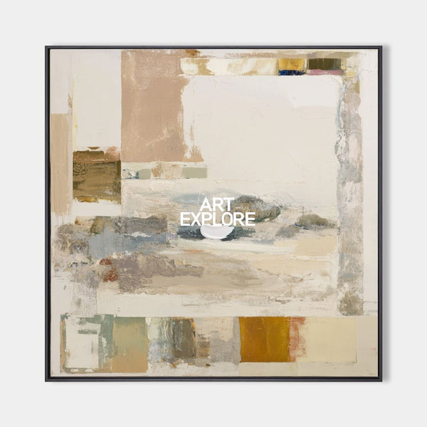 Modern Beige Wabi-Sabi Painting | Large Handmade Textured Square Canvas ArtExplore