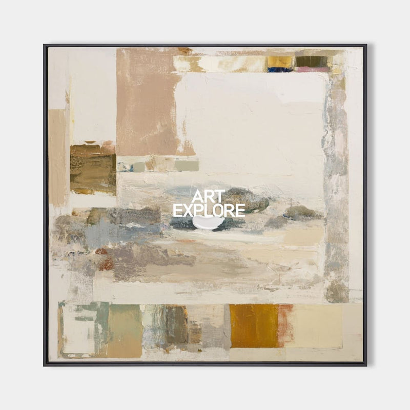 Modern Beige Wabi-Sabi Painting | Large Handmade Textured Square Canvas ArtExplore
