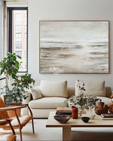 Modern Beige Wall Art | Large Horizontal Minimalist Texture Canvas ArtExplore