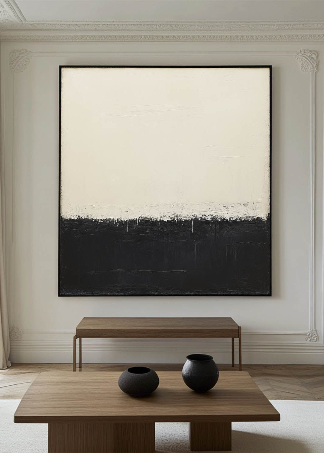 Modern Black And White Texture Oil Painting Large Canvas Art Wabi-sabi Minimalist Textured Paintings