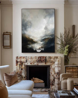 Modern Black White Landscape Canvas | Textured Luxury Painting