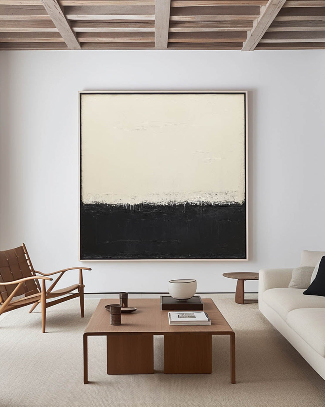 Modern Black And White Texture Oil Painting Large Canvas Art Wabi-sabi ...