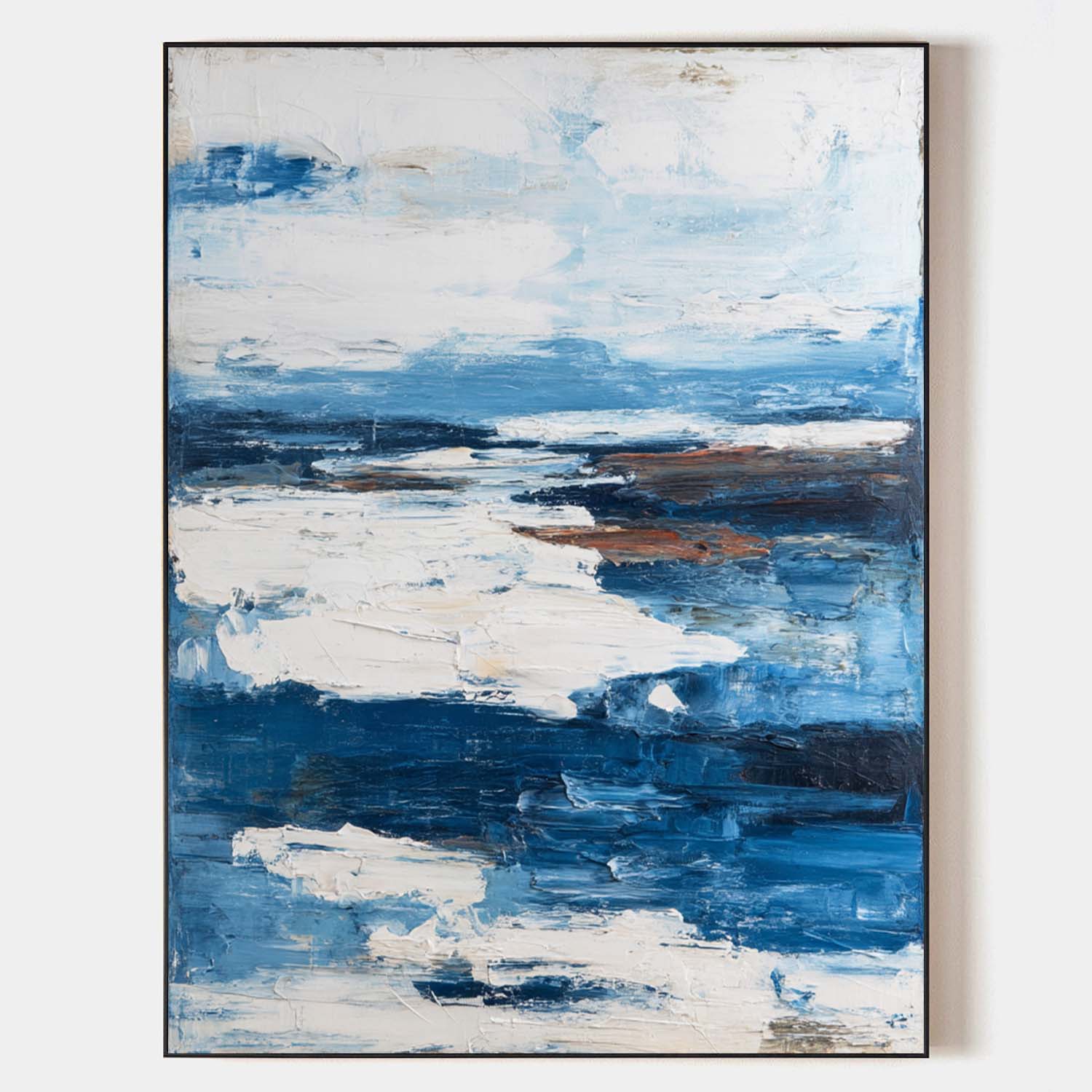 Modern Blue Abstract Wall Art – Large Textured Knife Palette Painting for Home Decor | ArtExplore