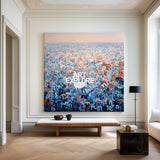 Modern Blue & Coral Textured Abstract - Original Impasto Canvas