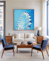 Modern Blue Ferris Wheel Art Painting Blue Sky & Ferris Wheel Wall Art Modern Wall Art For Sale