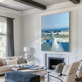 Modern Blue Field Scenery Art, Textured Vertical Canvas – ArtExplore