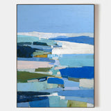 Modern Blue Green Abstract Wall Art, Large Vertical Oil Painting – ArtExplore