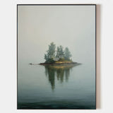 Modern Blue Lake Reflection Painting | Large Vertical Landscape Canvas Art ArtExplore