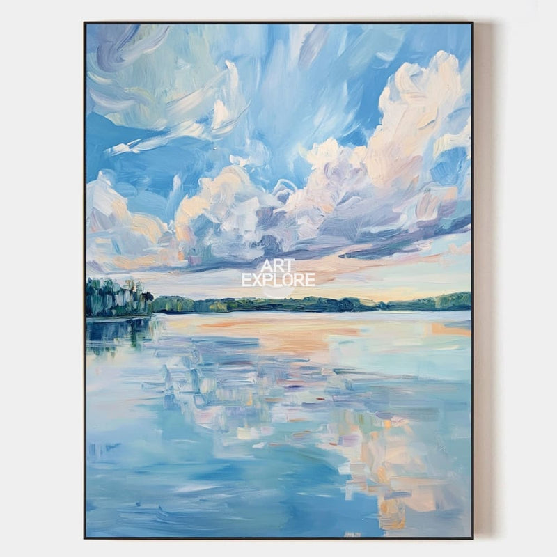 Modern Blue Scenery Painting Large Texture Wall Art for Cozy Home Décor | ArtExplore