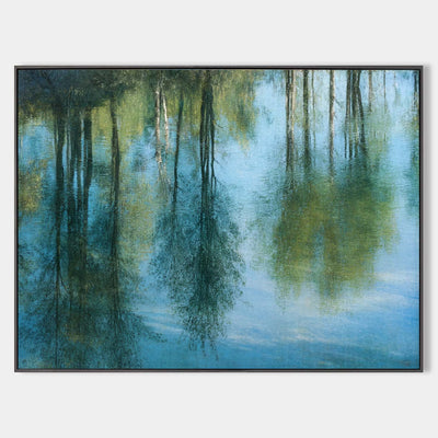 Modern Blue Scenic Textured Painting for Large Spaces – Minimalist Handmade Art | ArtExplore