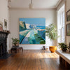 Modern Blue Texture Coastal Wall Art Blue Coastal Landscape Oil Painting for Home Decor, ArtExplore