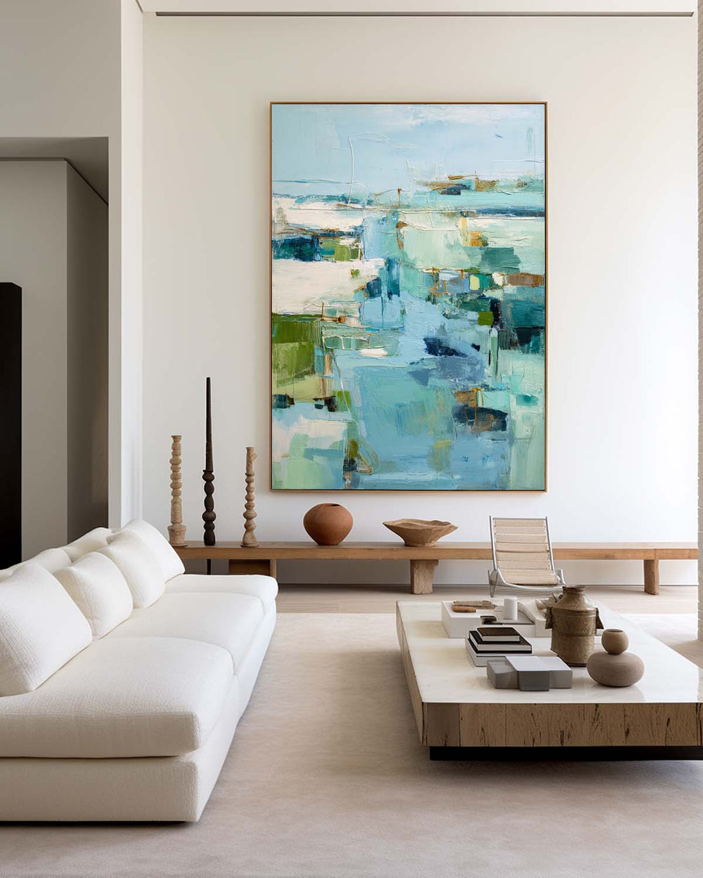 Blue Texture Wall Art Blue Abstract Canvas Painting Large Abstract Texture Painting Blue Fine Art