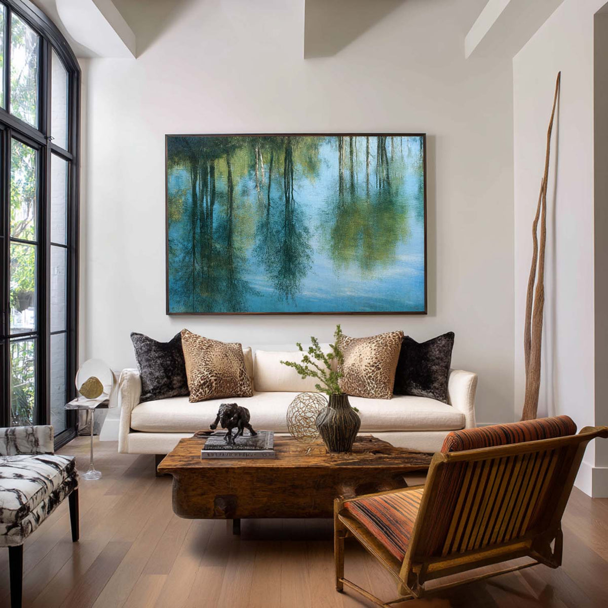 Modern Blue Water Reflection Wall Art – Handmade Texture Painting for Home Decor | ArtExplore