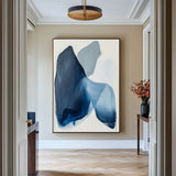 Modern Blue White Abstract Canvas Art Blue Minimalist Wall Painting Large Blue Wall Art For Sale