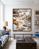 Brown Rock Abstract Painting | Vertical Large Textured Canvas ArtExplore