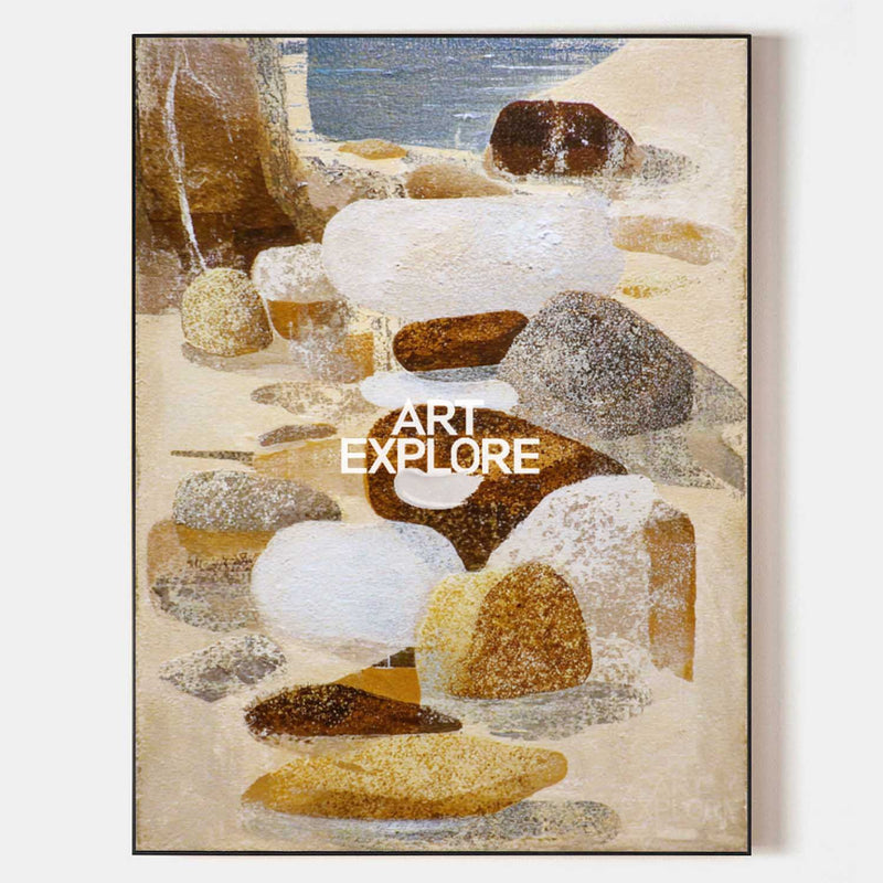 Modern Brown Rock Textured Painting | Large Handmade Vertical Canvas ArtExplore