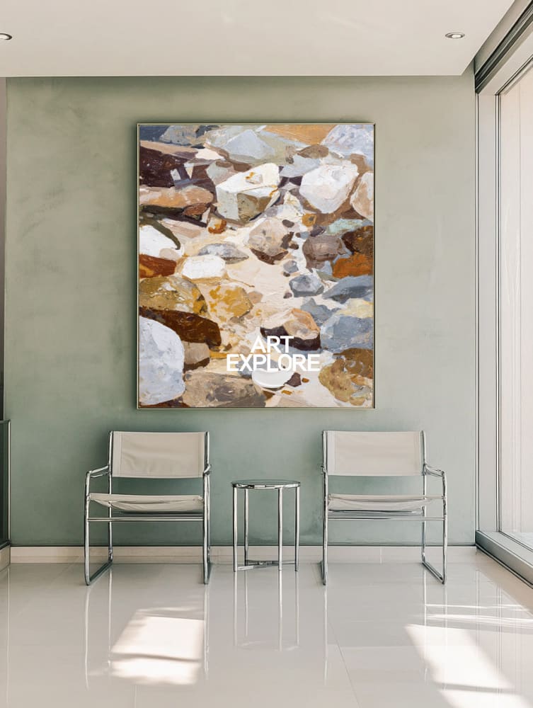 Modern Brown Rocky Texture Art | Large Vertical Canvas for Homes ArtExplore