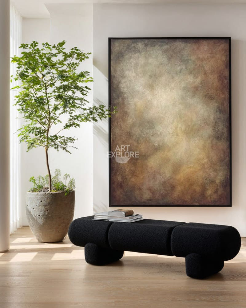 Modern Brown Textured Art | Large Vertical Minimalist Canvas ArtExplore